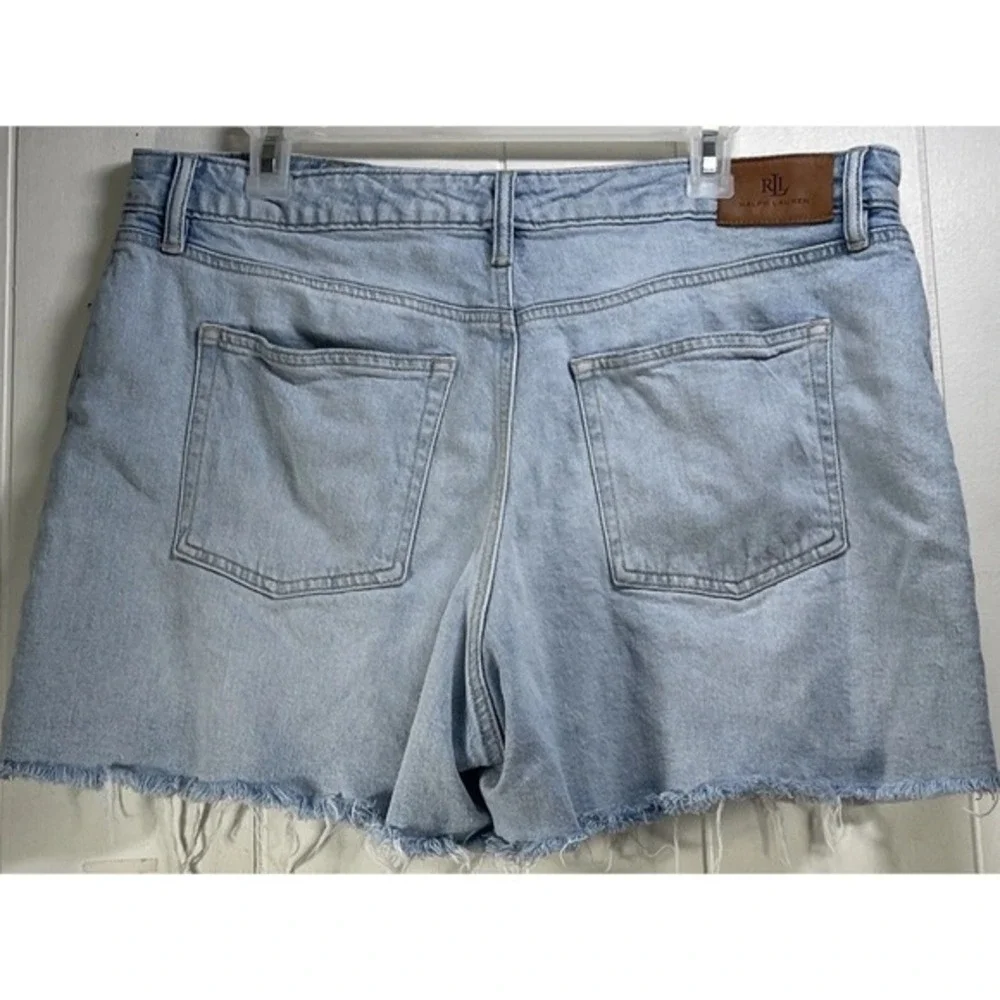 Vintage Y2K Lauren Ralph Lauren‎ black label Jean Shorts 14 raw hem light wash